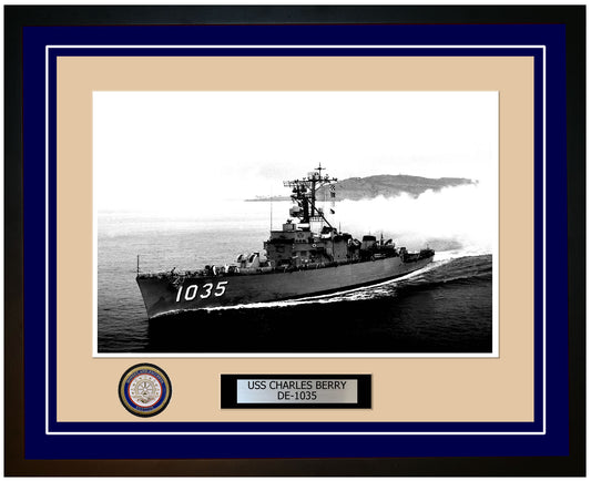 USS Charles Berry DE-1035 Framed Navy Ship Photo Blue