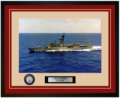 USS DOWNES FF-1070 Framed Navy Ship Photo Burgundy