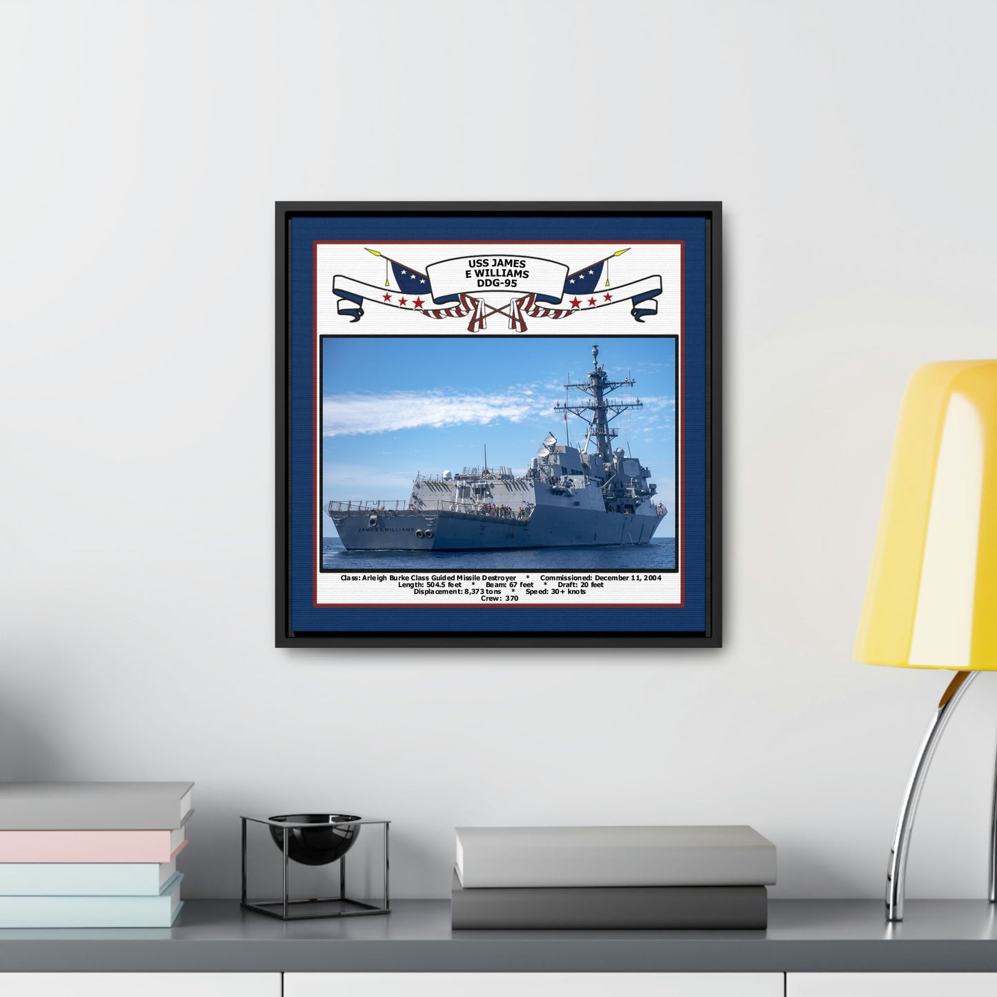 USS James E Williams DDG-95 Navy Floating Frame Photo Desk View