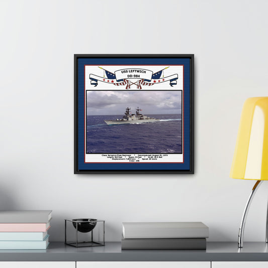 USS Leftwich DD-984 Navy Floating Frame Photo Desk View