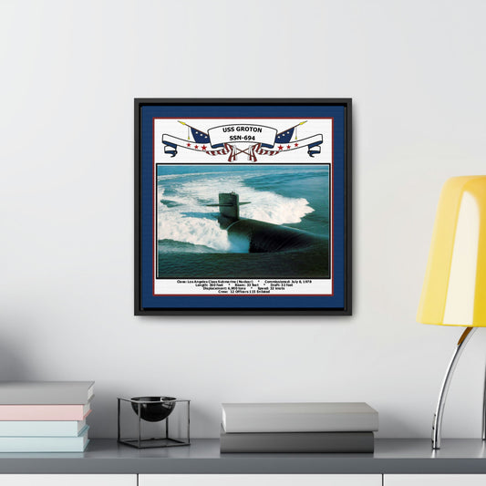 USS Groton SSN-694 Navy Floating Frame Photo Desk View