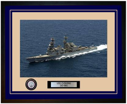 USS CUSHING DD-985 Framed Navy Ship Photo Blue