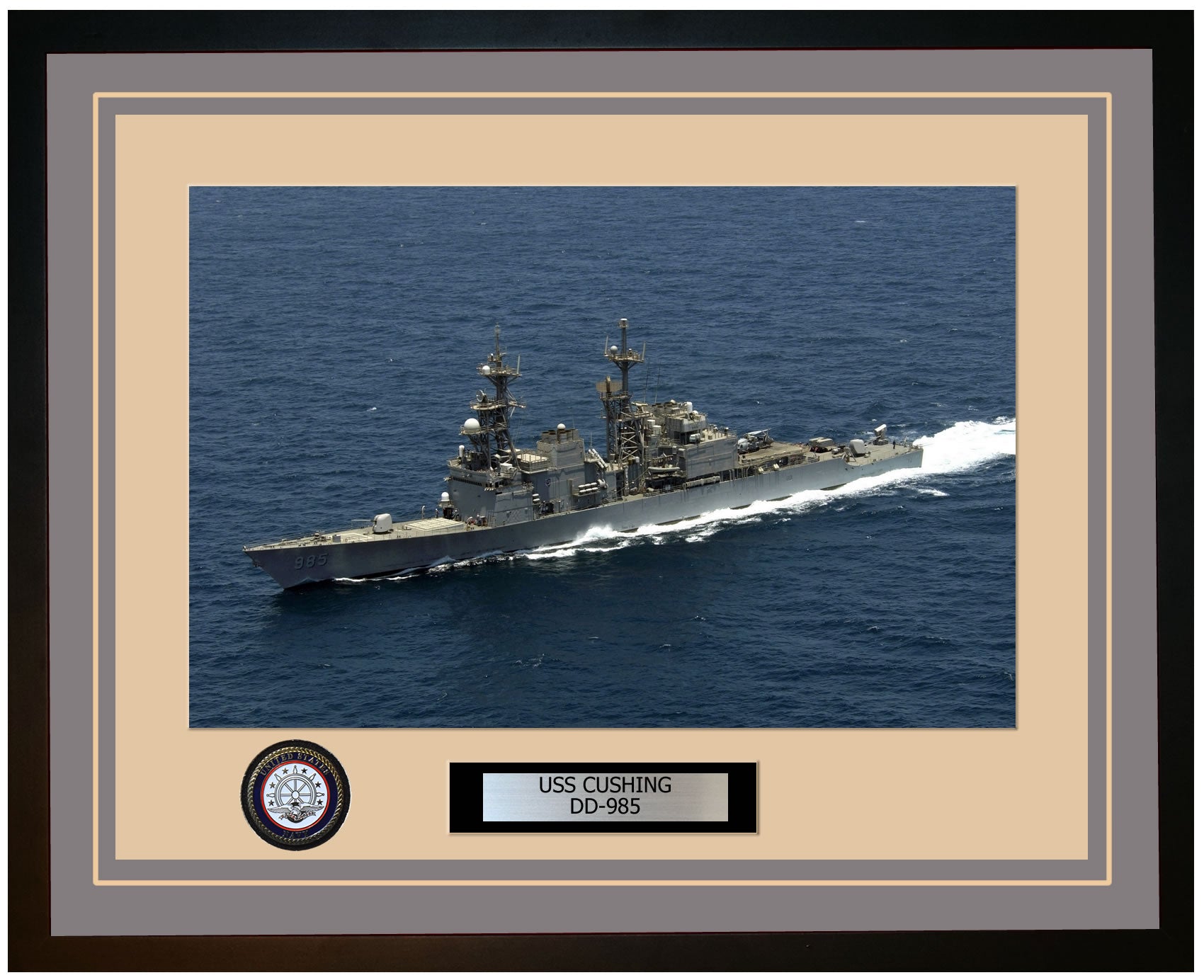 USS CUSHING DD-985 Framed Navy Ship Photo Grey