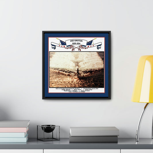 USS Groton SSN-694 Navy Floating Frame Photo Desk View