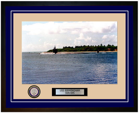 USS Birmingham SSN-695 Framed Navy Ship Photo Blue