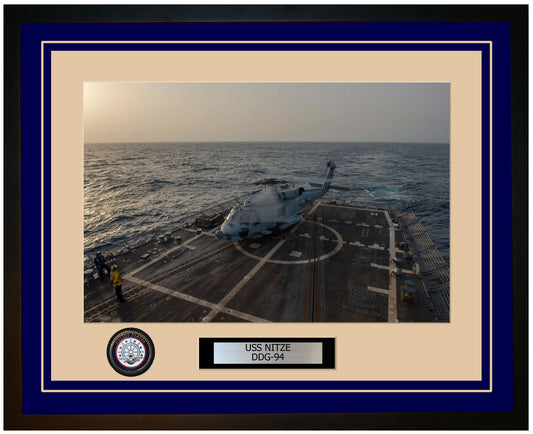 USS NITZE DDG-94 Framed Navy Ship Photo Blue