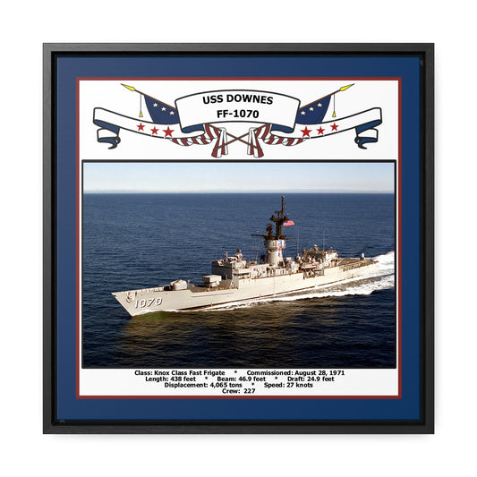 USS Downes FF-1070 Navy Floating Frame Photo Front View