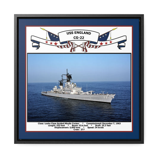 USS England CG-22 Navy Floating Frame Photo Front View