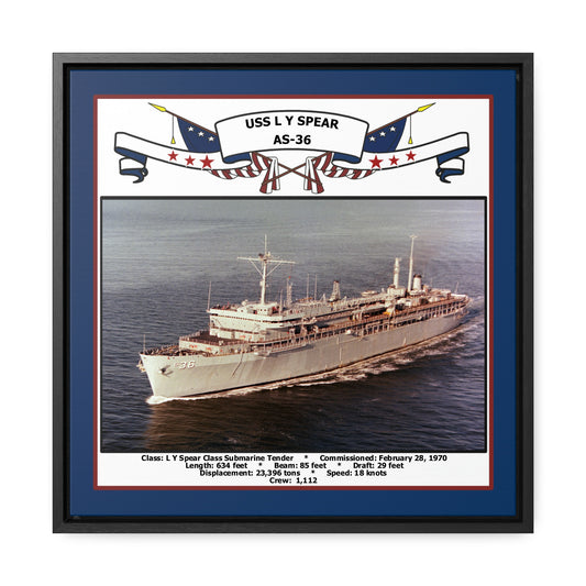 USS L Y Spear AS-36 Navy Floating Frame Photo Front View