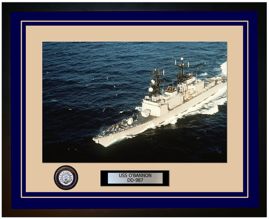 USS O'BANNON DD-987 Framed Navy Ship Photo Blue