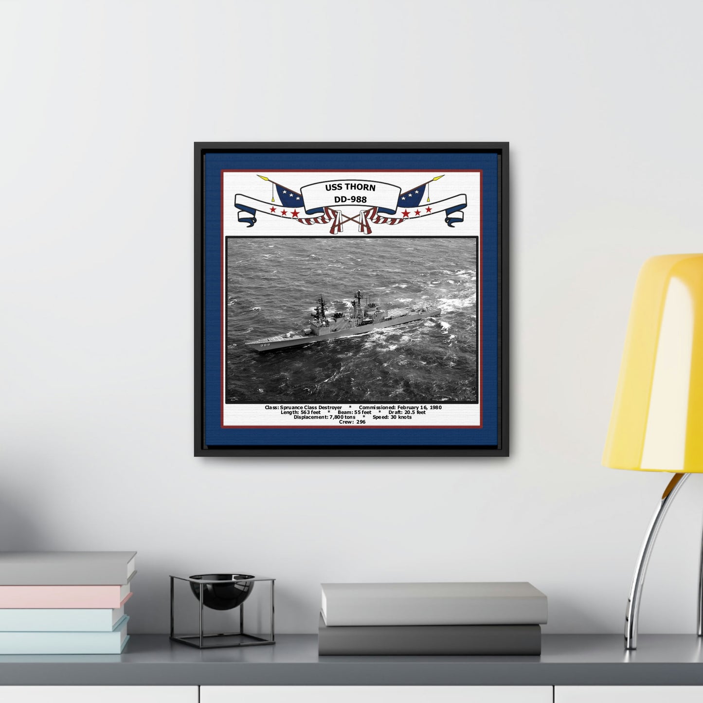 USS Thorn DD-988 Navy Floating Frame Photo Desk View