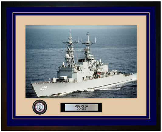 USS DEYO DD-989 Framed Navy Ship Photo Blue