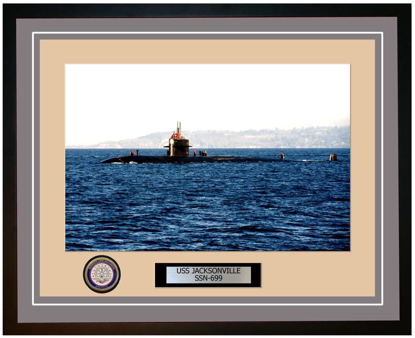USS Jacksonville SSN-699 Framed Navy Ship Photo Grey