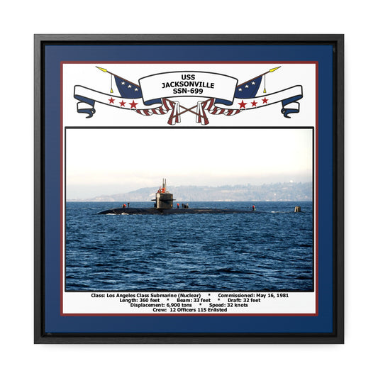 USS Jacksonville SSN-699 Navy Floating Frame Photo Front View