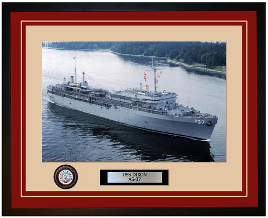 USS DIXON AS-37 Framed Navy Ship Photo Burgundy
