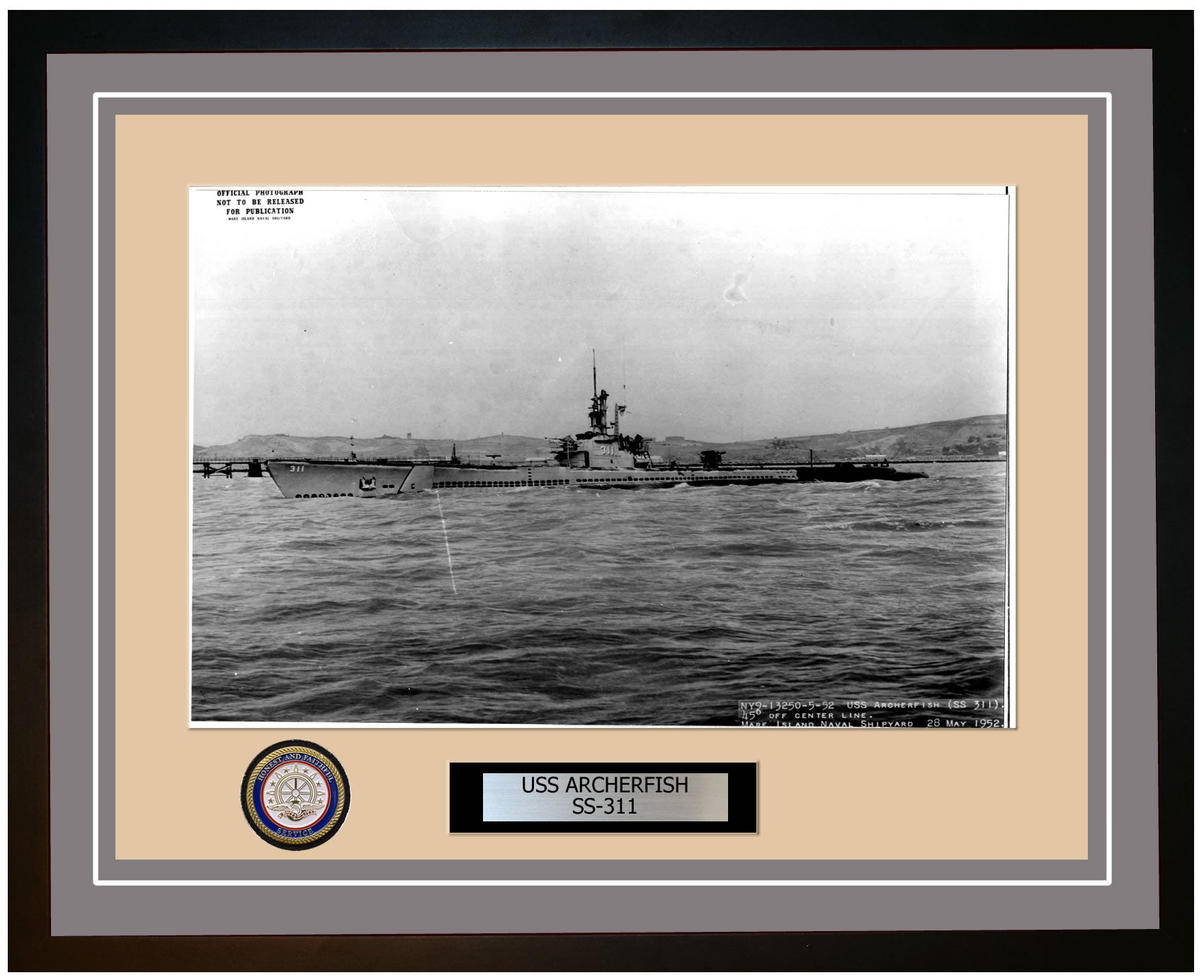 USS Archerfish SS-311 Framed Navy Ship Photo Grey