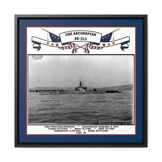 USS Archerfish SS-311 Navy Floating Frame Photo Front View