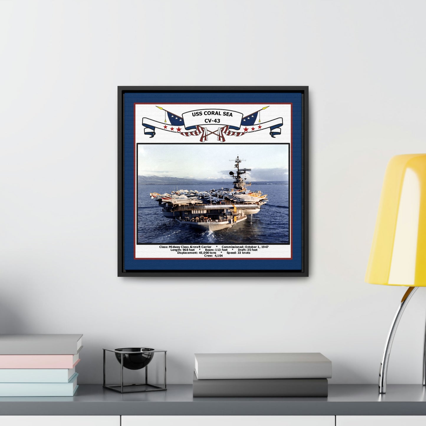 USS Coral Sea CV-43 Navy Floating Frame Photo Desk View