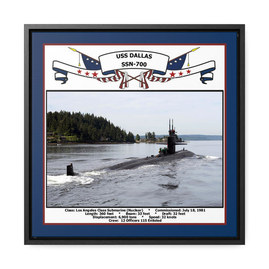 USS Dallas SSN-700 Navy Floating Frame Photo Front View
