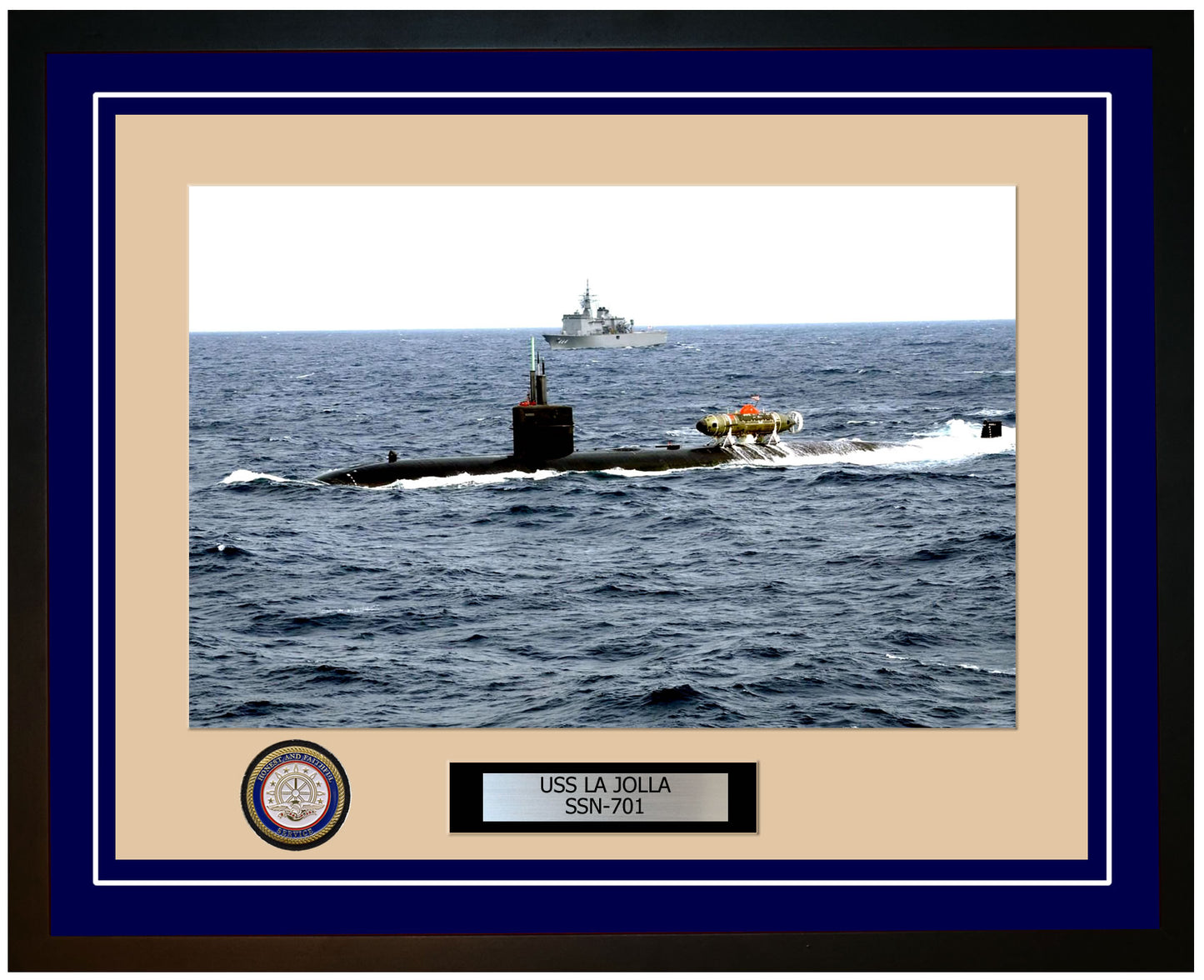 USS La Jolla SSN-701 Framed Navy Ship Photo Blue