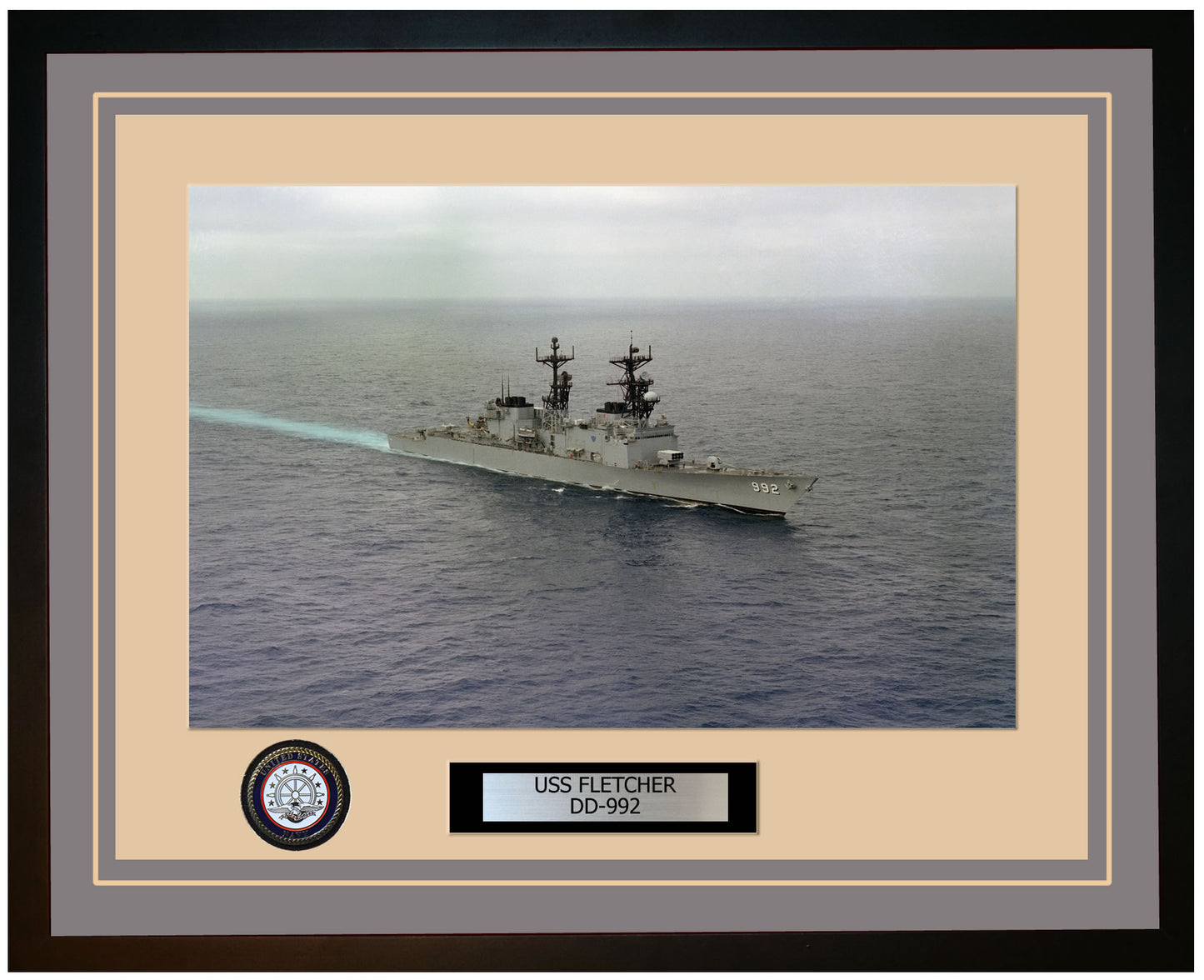 USS FLETCHER DD-992 Framed Navy Ship Photo Grey