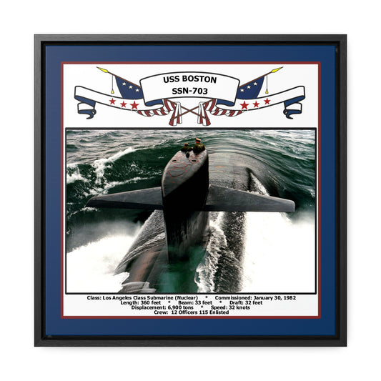 USS Boston SSN-703 Navy Floating Frame Photo Front View
