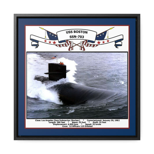 USS Boston SSN-703 Navy Floating Frame Photo Front View