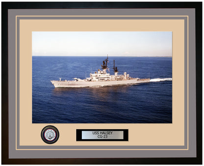 USS HALSEY CG-23 Framed Navy Ship Photo Grey