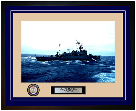 USS Mcmorris DE-1036 Framed Navy Ship Photo Blue