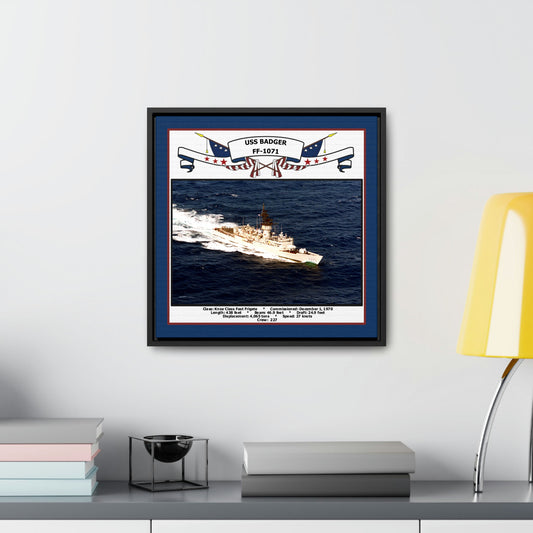 USS Badger FF-1071 Navy Floating Frame Photo Desk View