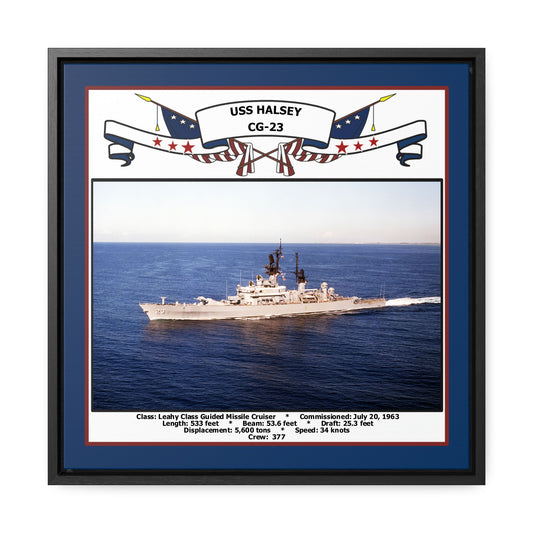 USS Halsey CG-23 Navy Floating Frame Photo Front View