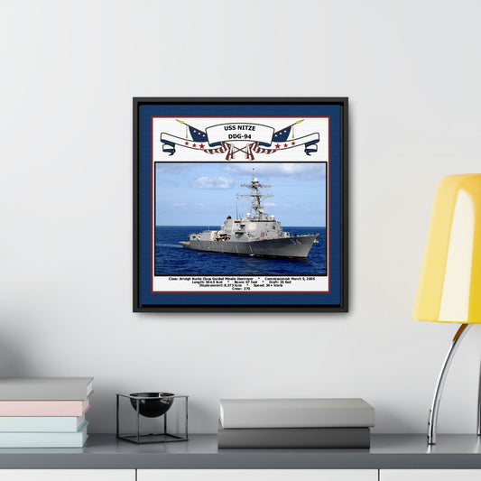 USS Nitze DDG-94 Navy Floating Frame Photo Desk View