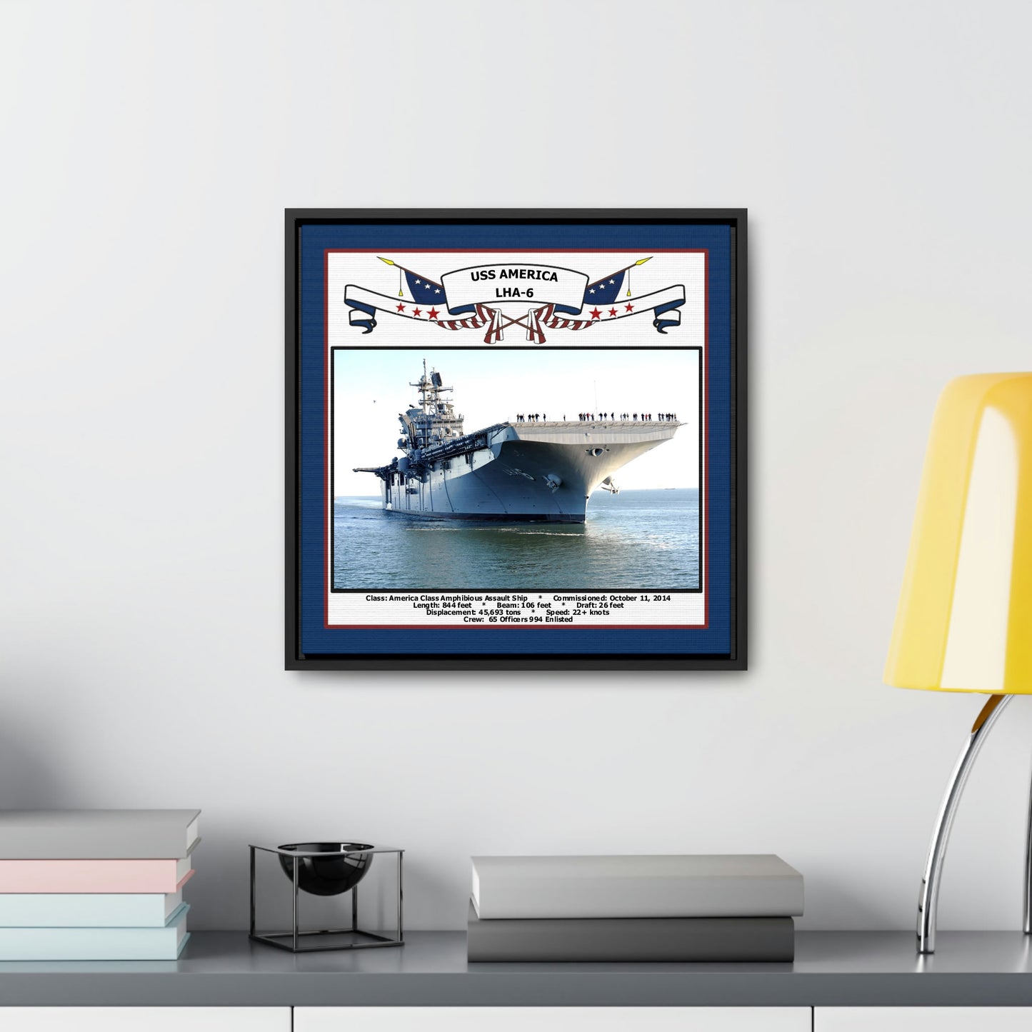 USS America LHA-6 Navy Floating Frame Photo Desk View