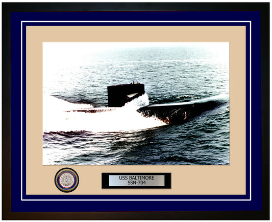 USS Baltimore SSN-704 Framed Navy Ship Photo Blue