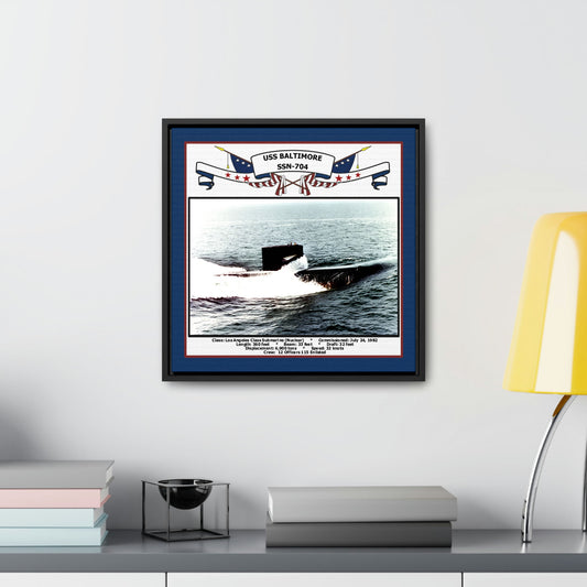USS Baltimore SSN-704 Navy Floating Frame Photo Desk View