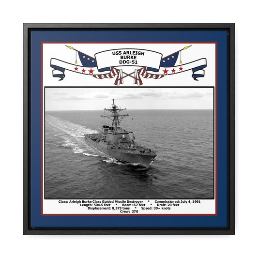 USS Arleigh Burke DDG-51 Navy Floating Frame Photo Front View