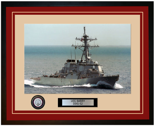 USS BARRY DDG-52 Framed Navy Ship Photo Burgundy