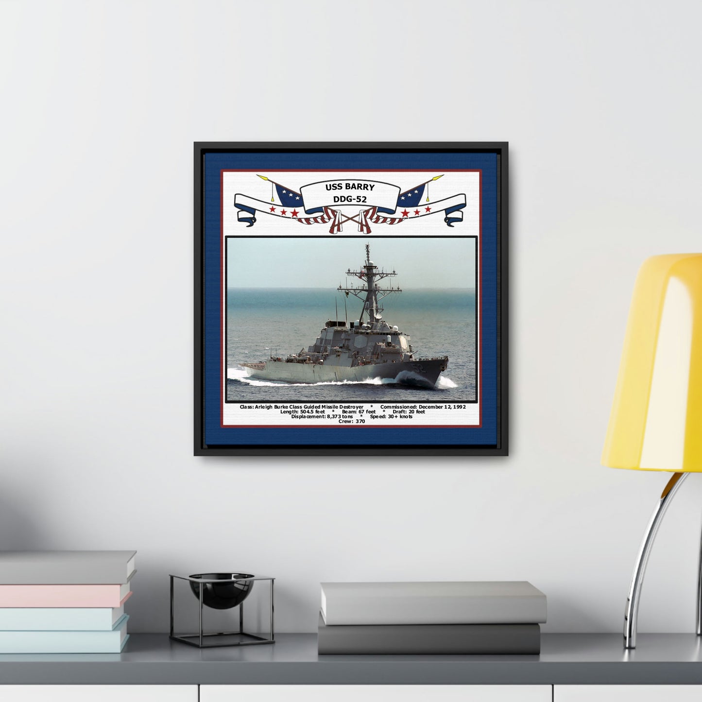 USS Barry DDG-52 Navy Floating Frame Photo Desk View