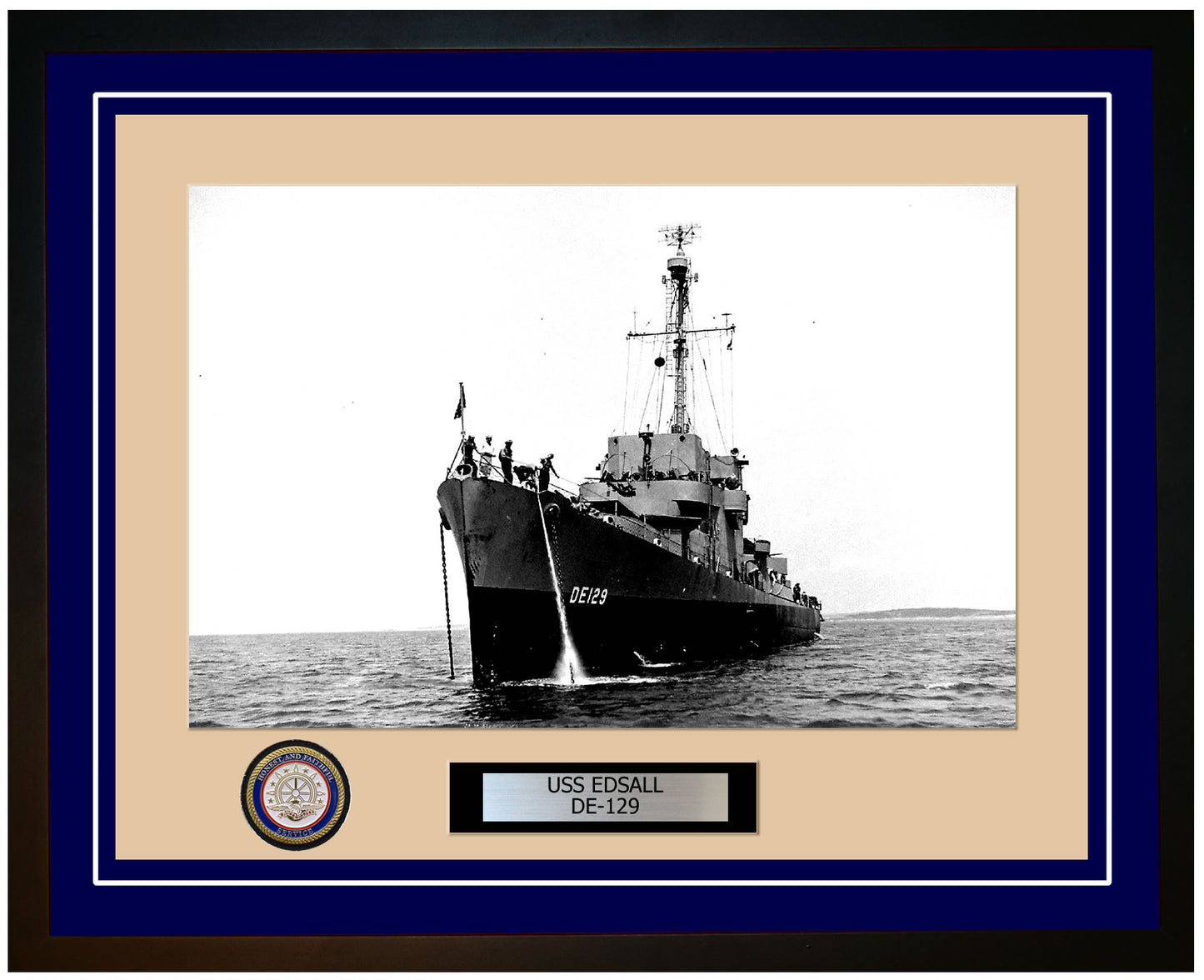 USS Edsall DE-129 Framed Navy Ship Photo Blue