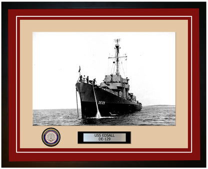 USS Edsall DE-129 Framed Navy Ship Photo Burgundy