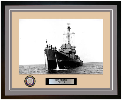 USS Edsall DE-129 Framed Navy Ship Photo Grey