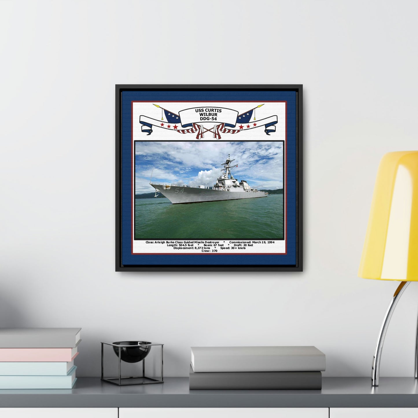 USS Curtis Wilbur DDG-54 Navy Floating Frame Photo Desk View