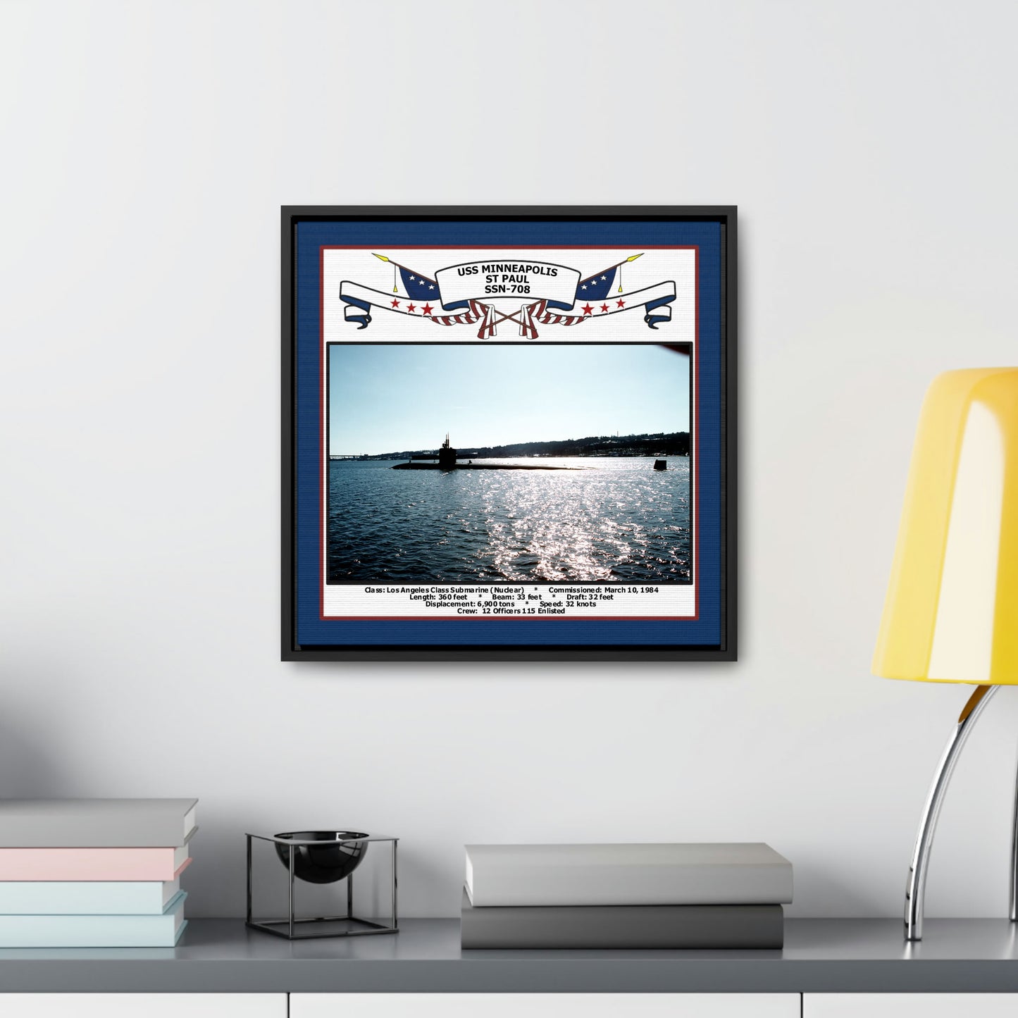 USS Minneapolis-Saint Paul SSN-708 Navy Floating Frame Photo Desk View