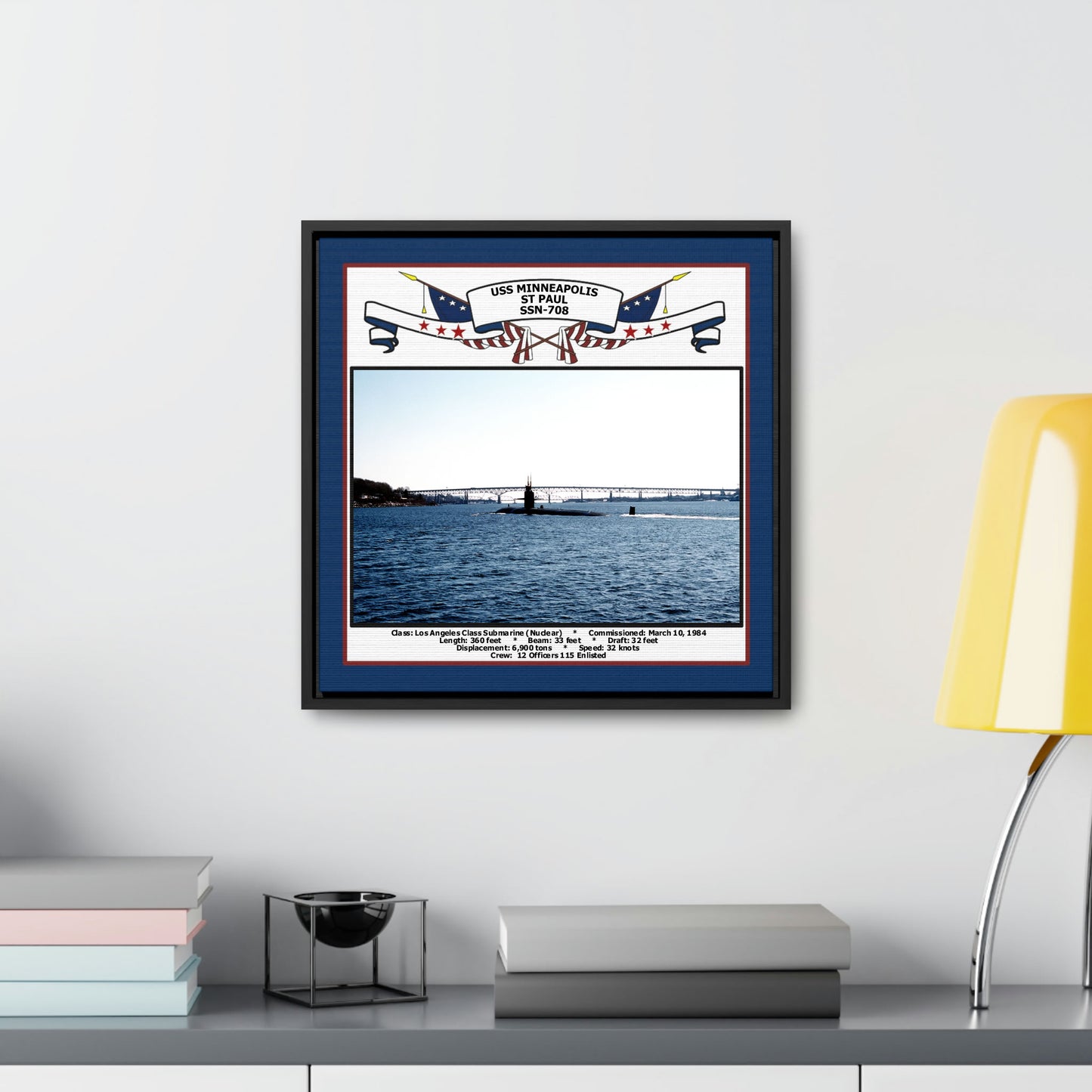 USS Minneapolis-Saint Paul SSN-708 Navy Floating Frame Photo Desk View