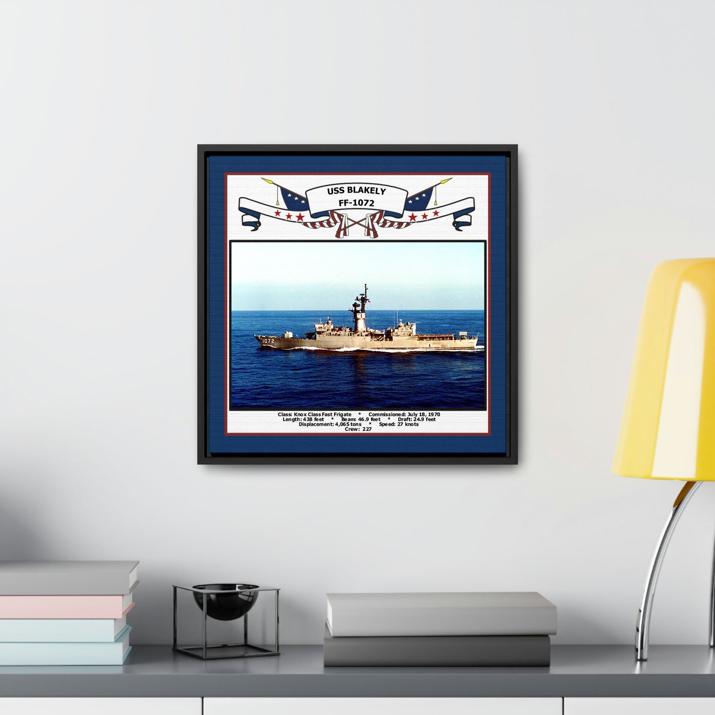 USS Blakely FF-1072 Navy Floating Frame Photo Desk View