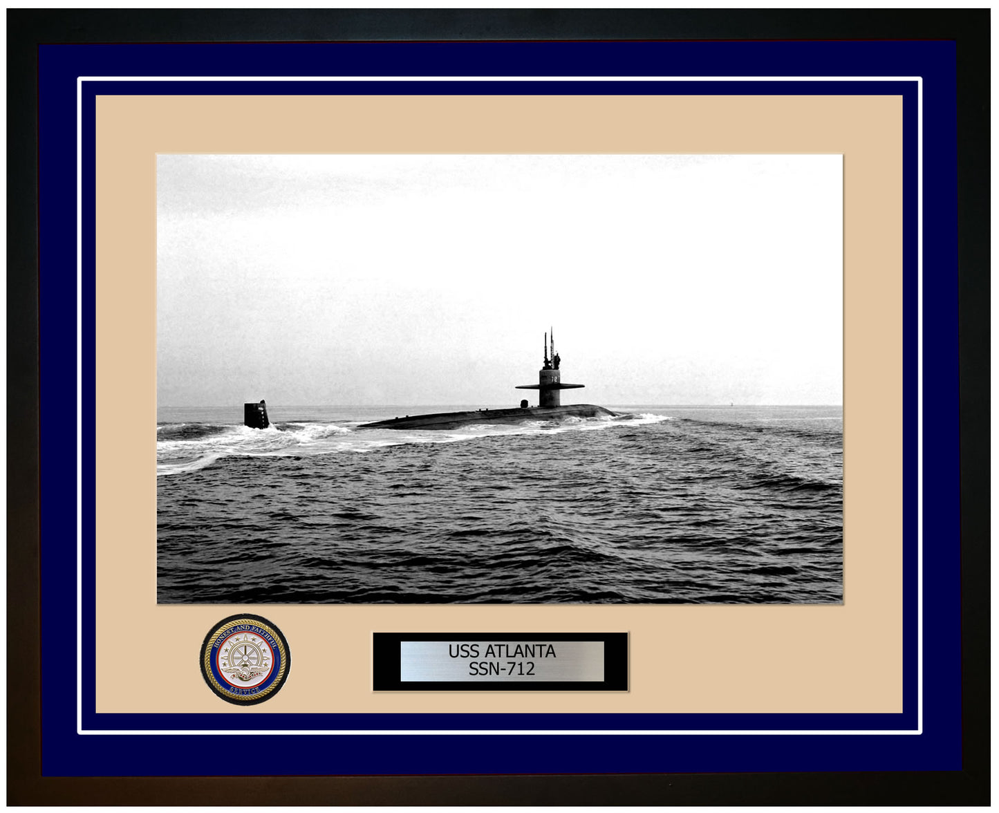 USS Atlanta SSN-712 Framed Navy Ship Photo Blue