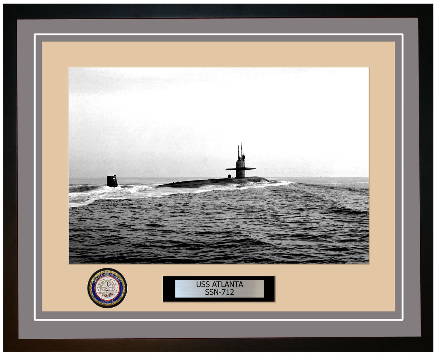 USS Atlanta SSN-712 Framed Navy Ship Photo Grey