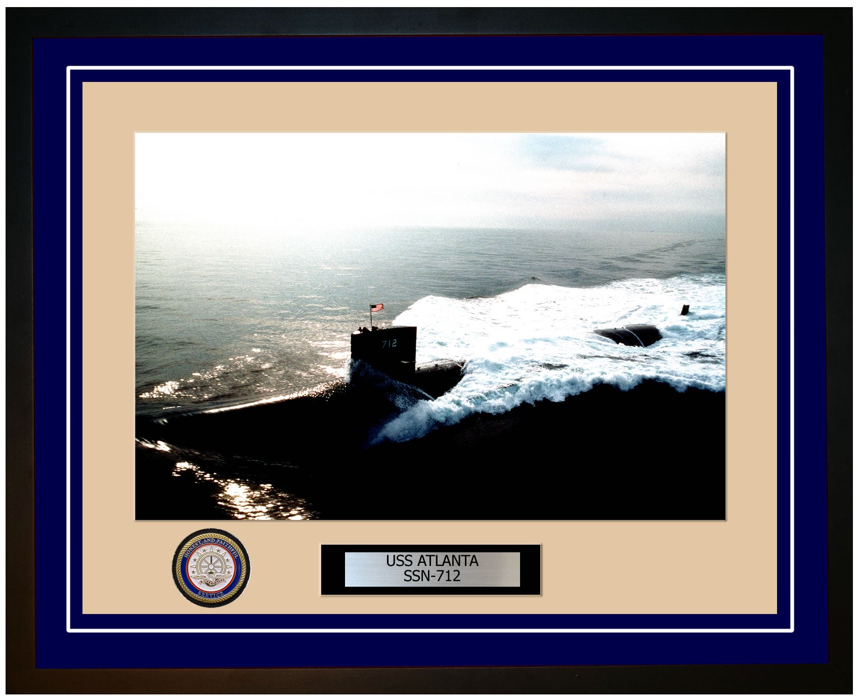 USS Atlanta SSN-712 Framed Navy Ship Photo Blue