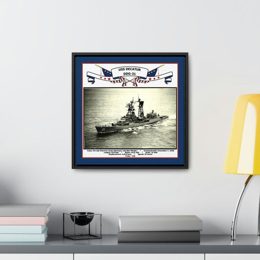 USS Decatur DDG-31 Navy Floating Frame Photo Desk View