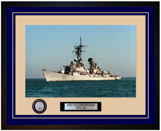 USS GOLDSBOROUGH DDG-20 Framed Navy Ship Photo Blue